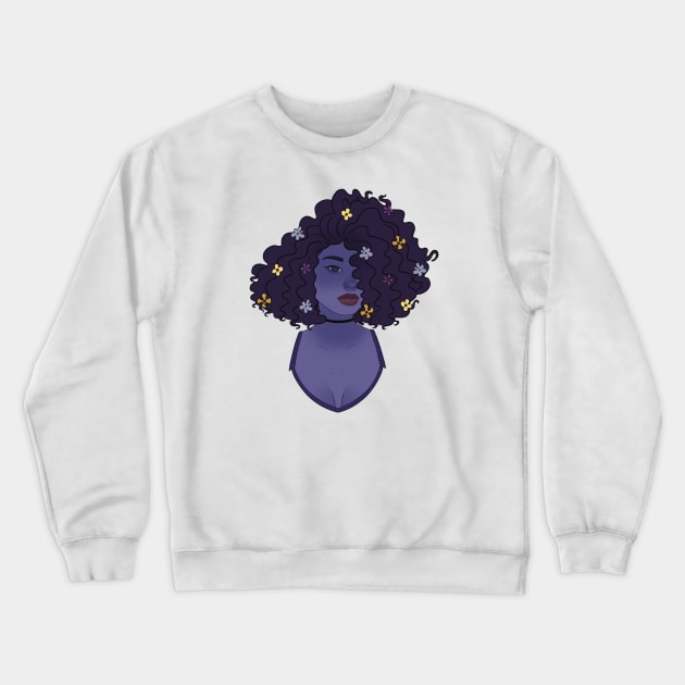 Curly hair purple Crewneck Sweatshirt by amys_warehouse 